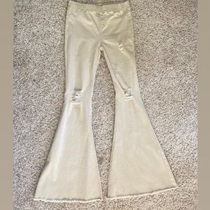 Boutique Pull On Beige Flare Pants